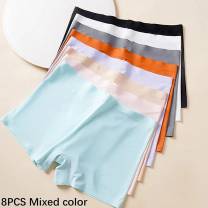 FallSweet 8PCS Anti-See-Through Ice Silk Breathable Seamless Panties for Woman Soft Breathable Underwear Sexy Female Lingerie