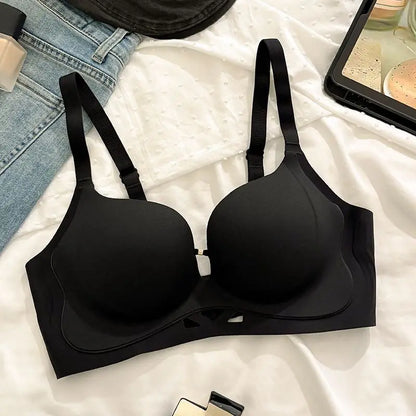 Wireless Bra for Small Chest Push Up Non Padded Seamless T-Shirt Bra Lift Gather Side Coverage Breathable Comfort Bras for Women