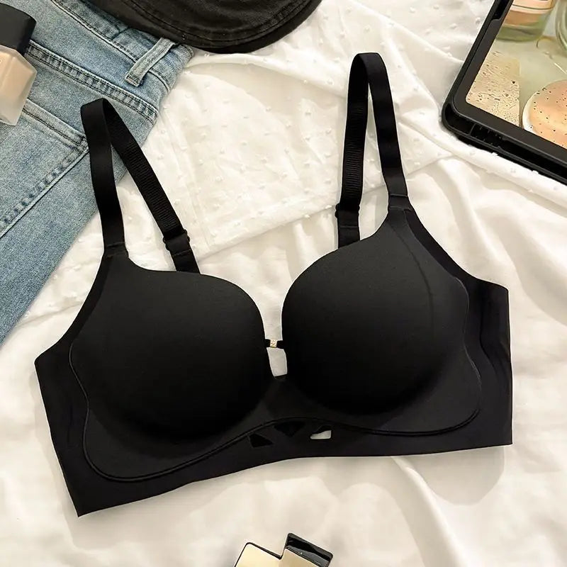 Wireless Bra for Small Chest Push Up Non Padded Seamless T-Shirt Bra Lift Gather Side Coverage Breathable Comfort Bras for Women