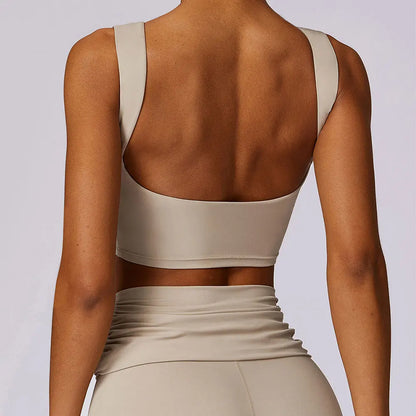 High Strength Sports Bra Shockproof Crop Top Anti-sweat Fitness Top Women Yoga Bra Backless Push Up Sport Top Gym Workout Top