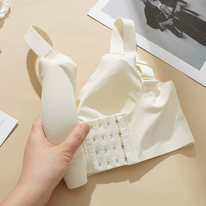 Women's Push-up Seamless Bra Wide Strap Latex Jelly Underwear Simple No-wire Sleeping Bra Large Size L-2XL