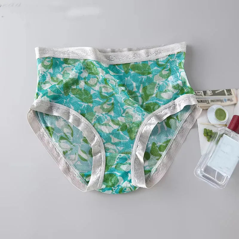 High-grade 100% mesh silk women's briefs Summer Autumn Double bottom breathable,  mulberry silk underwear