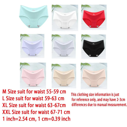 9 Pcs Women's Seamless Ice Silk Panties - Soft Solid Color Underwear for Teens & Adults, Breathable One-Piece Comfort Fit