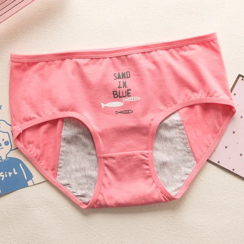 Cute Cartoon Menstrual Girls Period Underwear Leak Proof Panties Menstrual Panties for Teenager Leakproof Physiological Panties