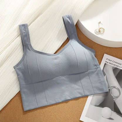 women Active Bra casual Top Letters print strap Cotton Top fitness Gym Jogging sleep Bra girl Wire Free Bandeau paded Bra Tops