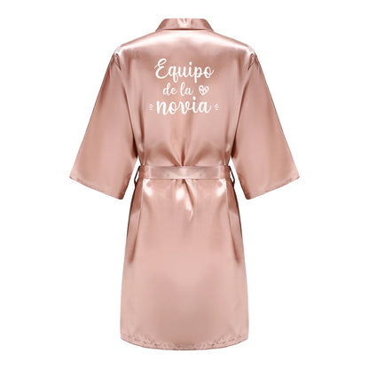 Sage Green Bridal Satin Robe Women Spanish Wedding Robe Novia Kimono Bride Party Bridesmaid Robes