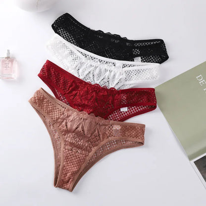 Women Sexy Lace Panties Low-Waist Briefs Thong Female Underwear G String Breathable Lingerie Temptation Embroidery Intimates
