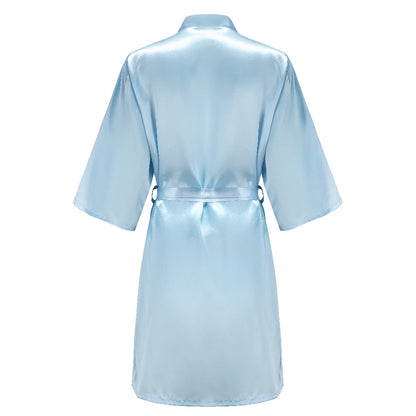 Wedding Party Team Bride Robe Kimono Satin Pajamas Bridesmaid Bathrobe With White Letters YE8171