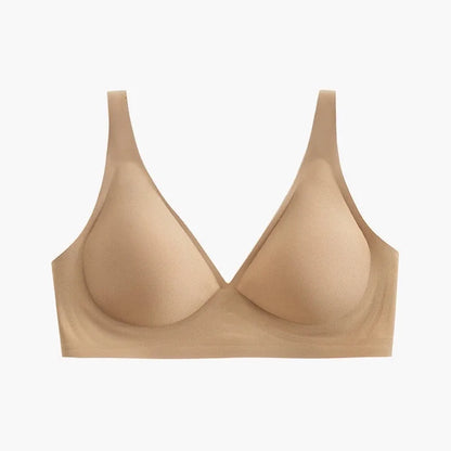 Women's Deep V Bras Wire-free Comfortable Bra Seamless Jelly Shirt T-shirt Gathering Brassiere Low-cut Seamless Underwear
