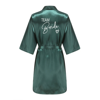 Wedding Party Team Bride Robe Kimono Satin Pajamas Bridesmaid Bathrobe With White Letters YE8171