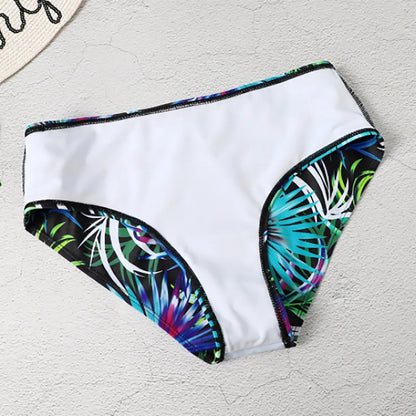 Botanical Print Sexy Swimsuit Womens Bikini Set Summer Beach Bathing Suit Set Slim Tummy Control Bikinis Deep V Neck Swim Suit