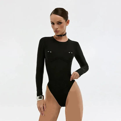 Long Sleeves 2025 Sexy Women One Piece Swimsuit Swimwear Female Solid Biquini Monokini Swimming Suit Bathing Suit Beachwear