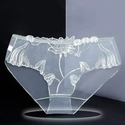 Sexy Transparent Women's Panties Super Thin Breathable Perspective Brief Underwear For Women Floral Mesh Female Lingerie Panty