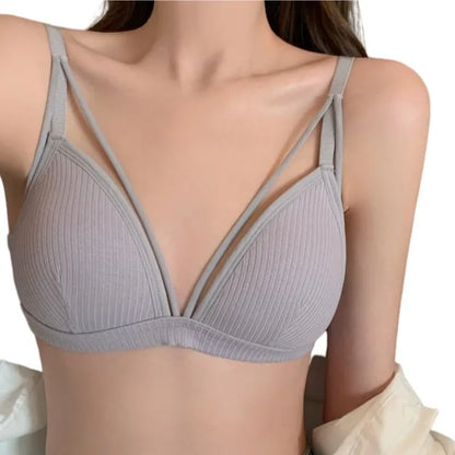 Cotton Bra For Women Push-Up Bralette Sexy Lingerie Deep V Backless Small Breast Fixed Pad Bra Comfort Underwear