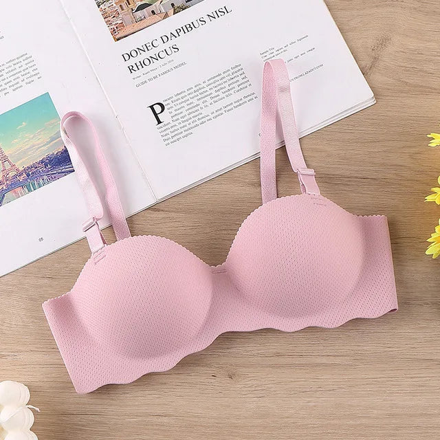 Thin One-piece Seamless Women's Bra Detachable Shoulder Straps Gathered Bralette Comfortable Without Steel Ring Sleep Brassiere