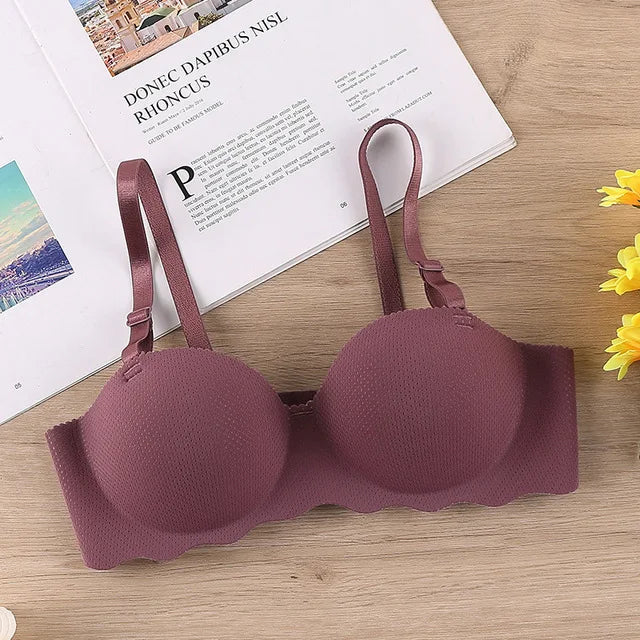 Thin One-piece Seamless Women's Bra Detachable Shoulder Straps Gathered Bralette Comfortable Without Steel Ring Sleep Brassiere