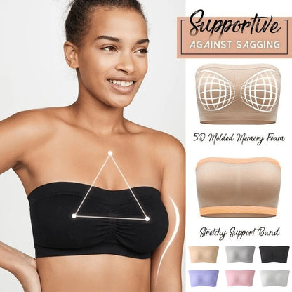 Ladies' Stretch Strapless Bra Fashion Solid Color Invisible Beauty Back Anti-slip Bra Suitable For One-Shoulder Top and Dress