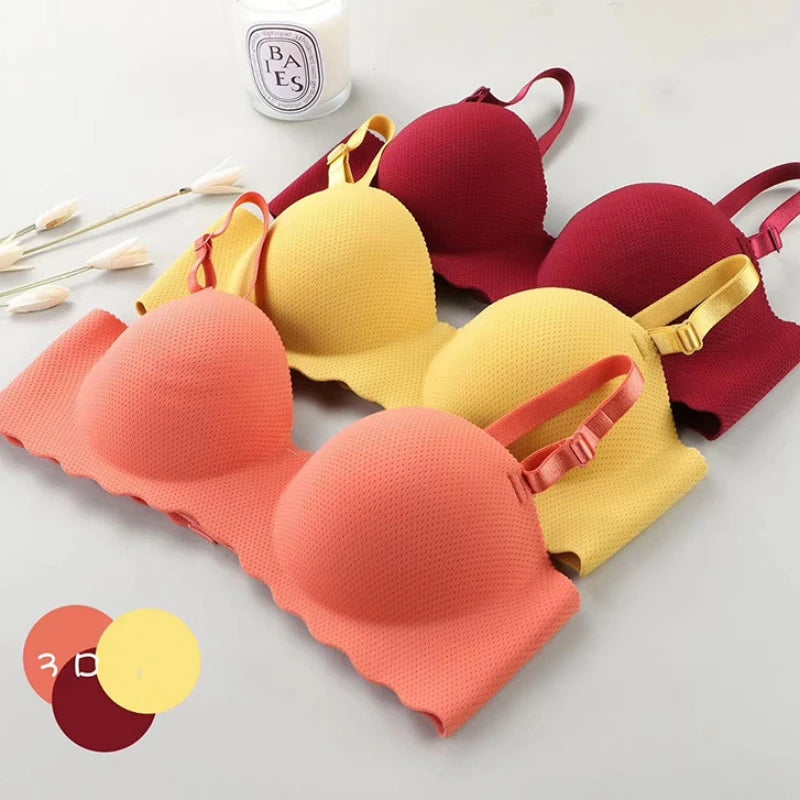 Thin One-piece Seamless Women's Bra Detachable Shoulder Straps Gathered Bralette Comfortable Without Steel Ring Sleep Brassiere