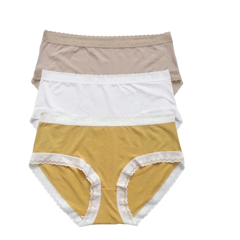 3Pcs/Set Low Rise Briefs Women Ice Silk Panties Breathable Seamless Underwear Solid Color Female Underpants Sexy Lingerie M-XL