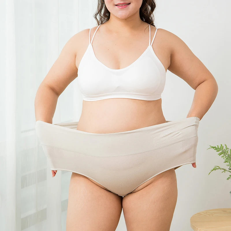 Plus Size M-5XL 4Pcs/Set High Waist Cotton Panties Women Body Shaper Underwear Soft Print Girls Briefs Slimming Female Lingerie