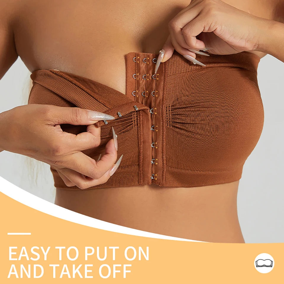 Women's Plus Size Strapless Bandeau Bra Seamless Bralettes Front Closure Padded Tube Top Push-Up Non-Slip No Show Bras