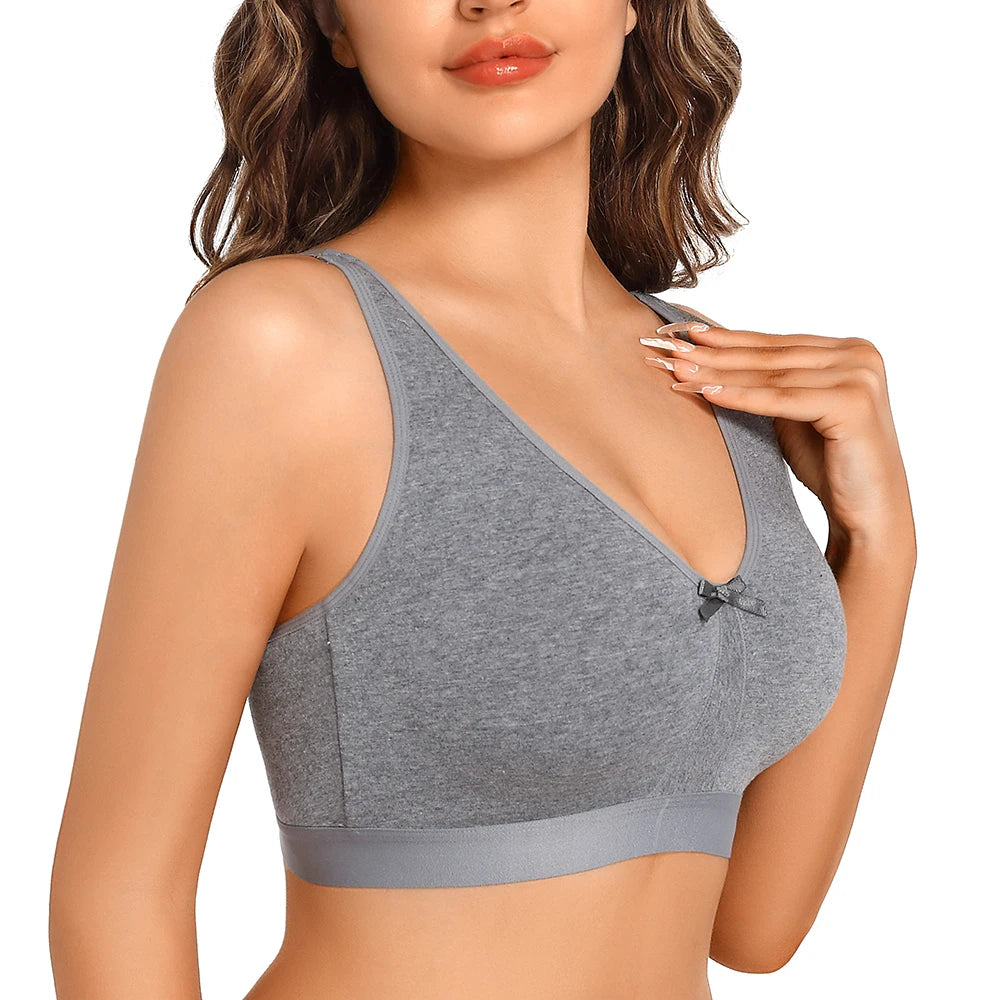 Sheroine Cotton Bra for Big Breast Women, Wirefree Comfort Full Coverage Soft Seamless Underwear Unlined Non-Padded Bras