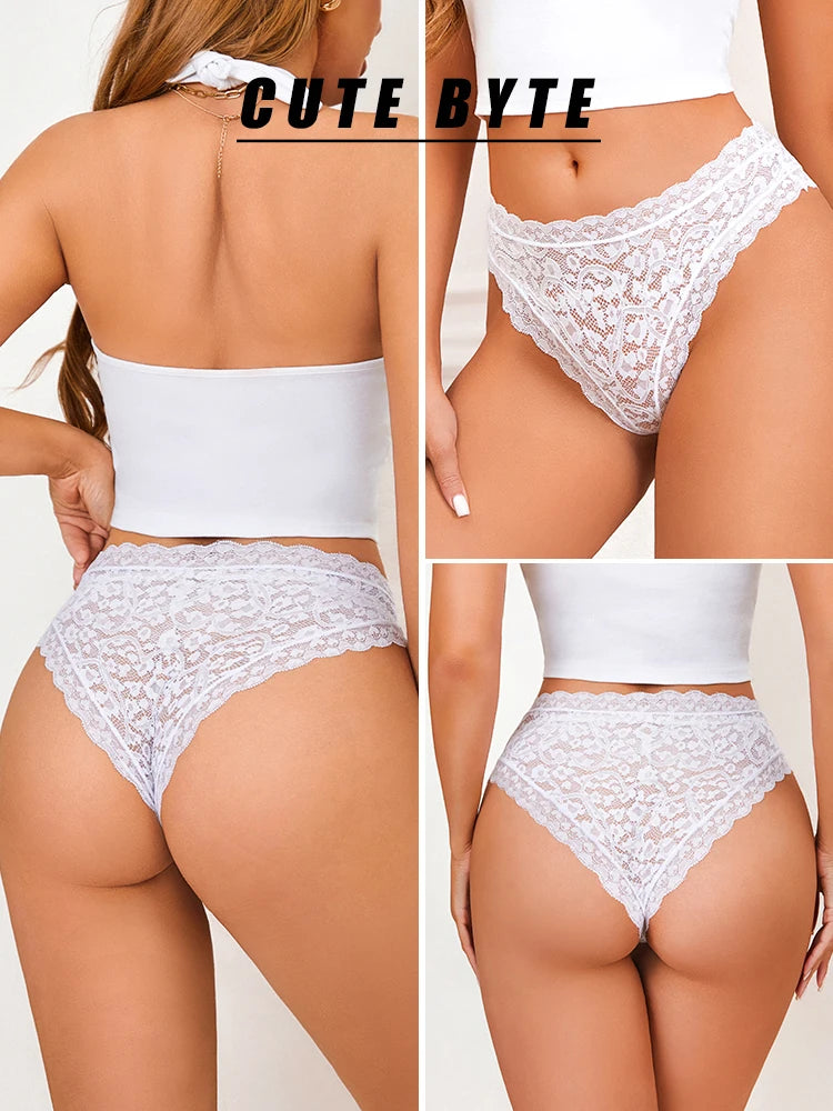 6PCS/Set Women Sexy Lace Panties Low Waist Briefs Hollow Out Comfortable Breathable Lingerie Floral Embroidery Ladies Underpants