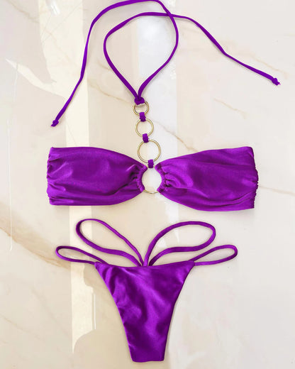 Sexy Strappy Micro Bikini Set for Women, Two Piece Swimsuit, High Cut Swimwear, Brazilian Beachwear, Bathing Suit, 2024