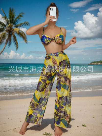 New Swimwear Sexy Bikini Mesh Trousers Three-piece Split Women's Swimsuit