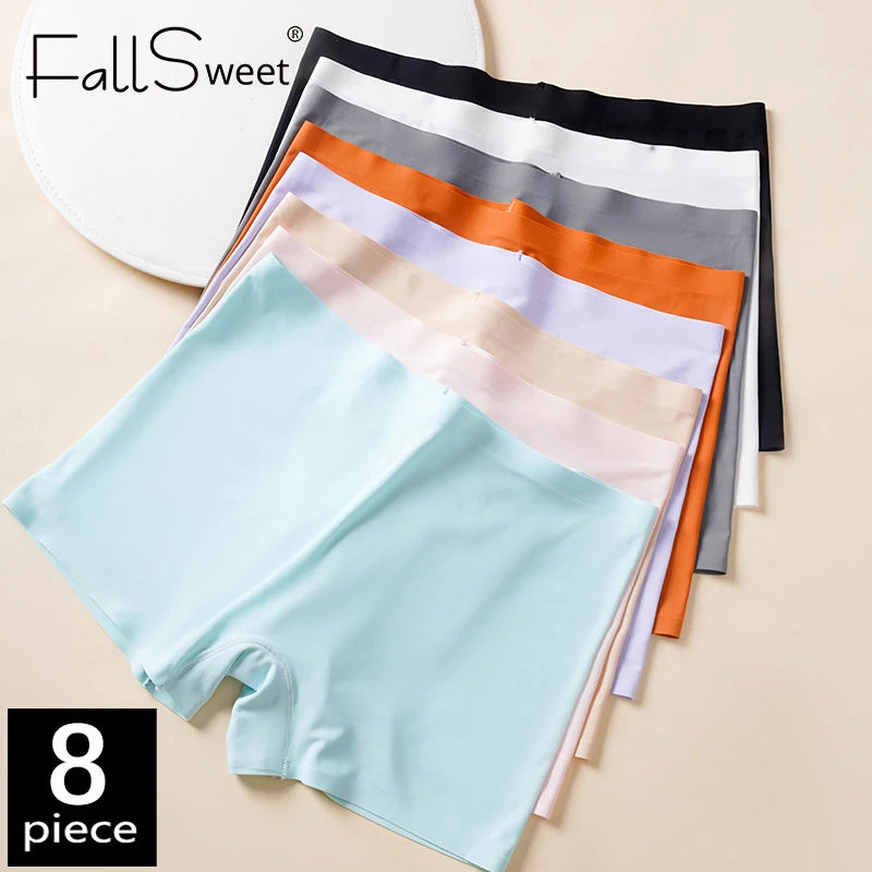 FallSweet 8PCS Anti-See-Through Ice Silk Breathable Seamless Panties for Woman Soft Breathable Underwear Sexy Female Lingerie