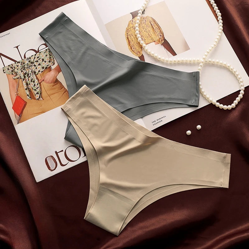 1Pc Women Ice Silk Brazilian Panties Low Waist Briefs Seamless Underwear Comfort Soft Underpants Female Sexy Lingerie M-XL