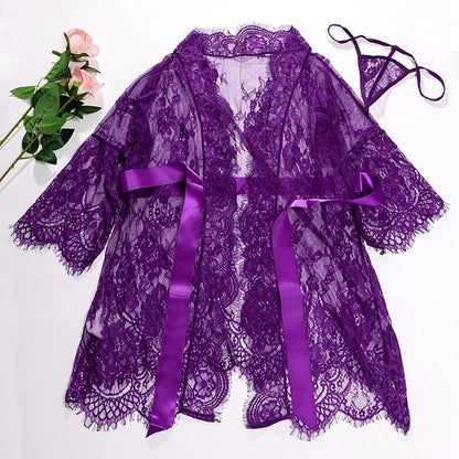 Lace Robes for Women Bridesmaid Gifes Sexy Lingerie See Through Sex Sleepwear Nightwear for Night Underwear Nightdress Bathrobe