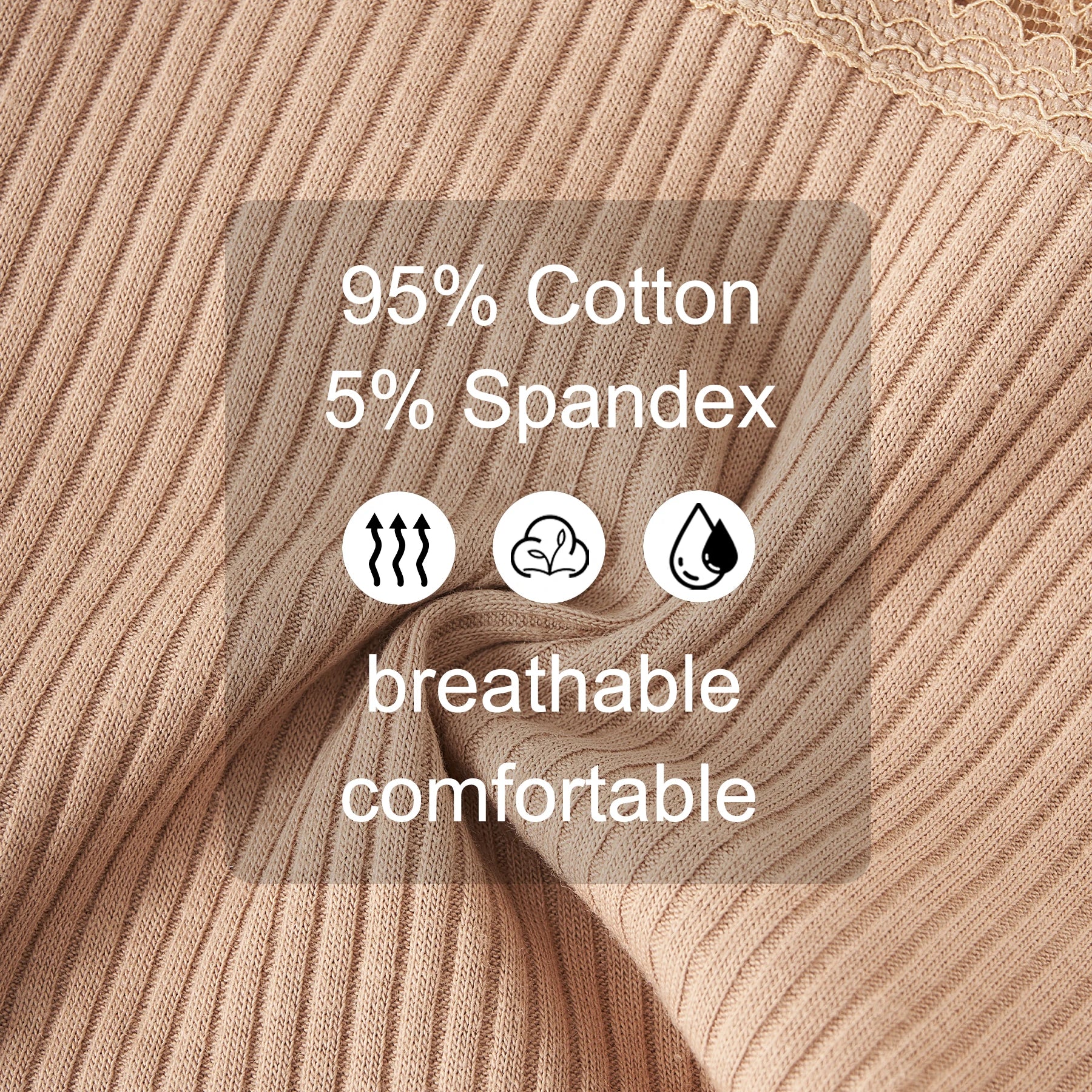 5PCS/Set Fashion Maillard Colored Women Underwear Lace Trim Low-Rise Sexy Briefs Soft Breathable Cotton Panties Bow Design Girls