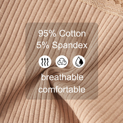 5PCS/Set Fashion Maillard Colored Women Underwear Lace Trim Low-Rise Sexy Briefs Soft Breathable Cotton Panties Bow Design Girls