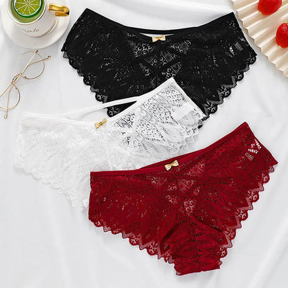 Meet'r Women Sexy Lace Panties Low-waist G String Thong Underwear Female Hollow Out Lingerie Temptation Cross Bandage Intimates