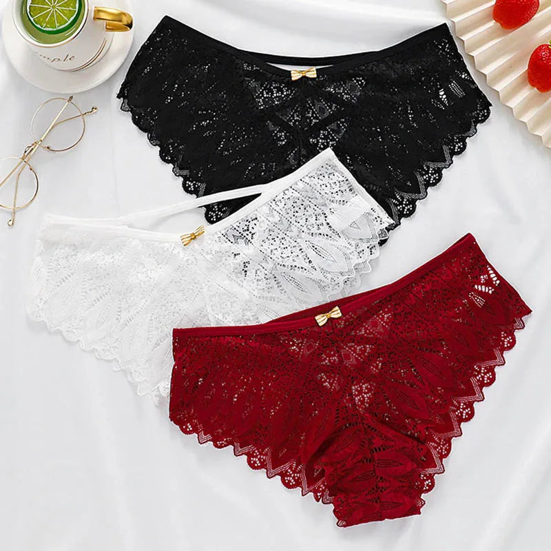 Meet'r Women Sexy Lace Panties Low-waist G String Thong Underwear Female Hollow Out Lingerie Temptation Cross Bandage Intimates