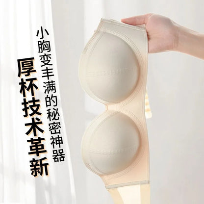 Strapless Push Up Bra 10CM Extreme Lift for Small Bust Backless Adhesive Plunge Bra No Slip Convertible Ultra Padded