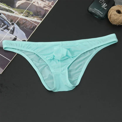 Men's Sexy Breifs Confortable Ice Silk Briefs Ultra-thin Transparent Breathable Underwear Low Waist Underpants Fashion Briefs