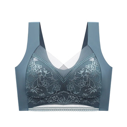 FallSweet Seamless Ice Silk Push Up Bra for Women Wireless Lace Bralette Plus Size Brassiere Summer Comfort Underwear Lingerie