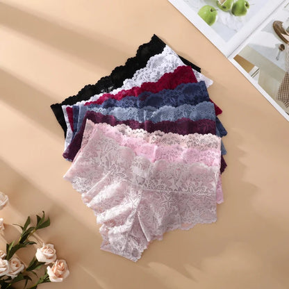 6pcs/SET Women Sexy Lace Splicing Panties High Waist Plus Size Seamless Briefs Hollow Comfortable And Breathable Lingerie S-XXL