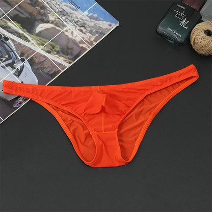 Men's Sexy Breifs Confortable Ice Silk Briefs Ultra-thin Transparent Breathable Underwear Low Waist Underpants Fashion Briefs