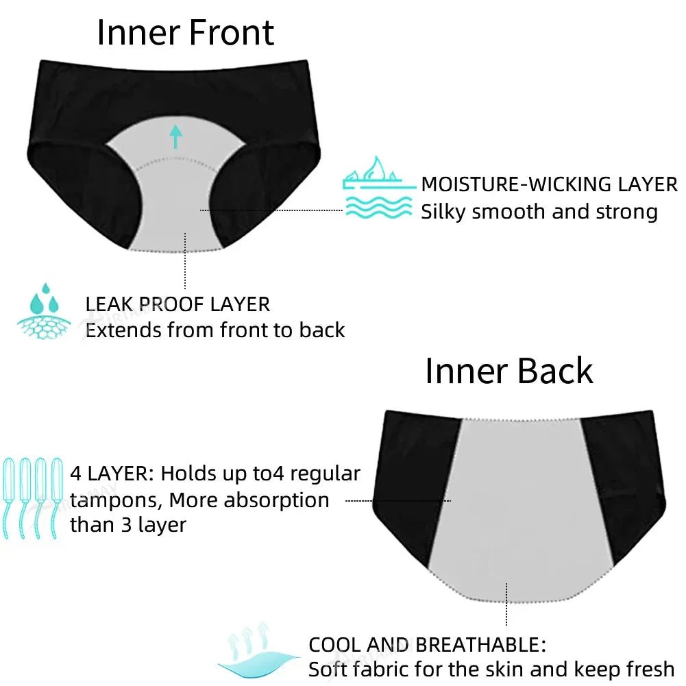 Leakproof Multi-color Fashion Print Women's Pads Absorbent Cotton Period Underwear Four-layer Physiological Pants for Girls