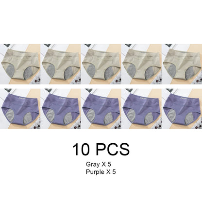 10PCS Cotton Menstrual Panties for Urinary Incontinence Woman Underpants Women Briefs Women's Underwear Leak Proof Period Anti