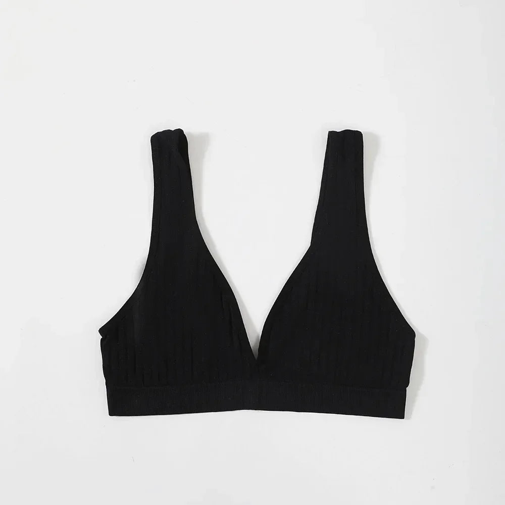 Sexy Seamless Bra Wire Free Brassiere Rib Bralette Women's Plunge Underwear Top Female Comfy Lingerie Small Breasts Intimates