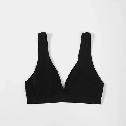 Sexy Seamless Bra Wire Free Brassiere Rib Bralette Women's Plunge Underwear Top Female Comfy Lingerie Small Breasts Intimates