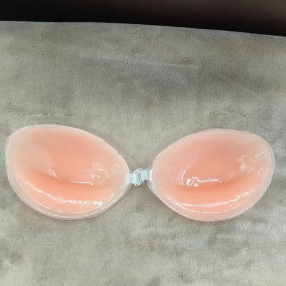 Self Adhesive Push Up Bra for Backless Dresses Invisible Sticky Silicone Bra Waterproof Reusable Thick Gel Cups Front Closure