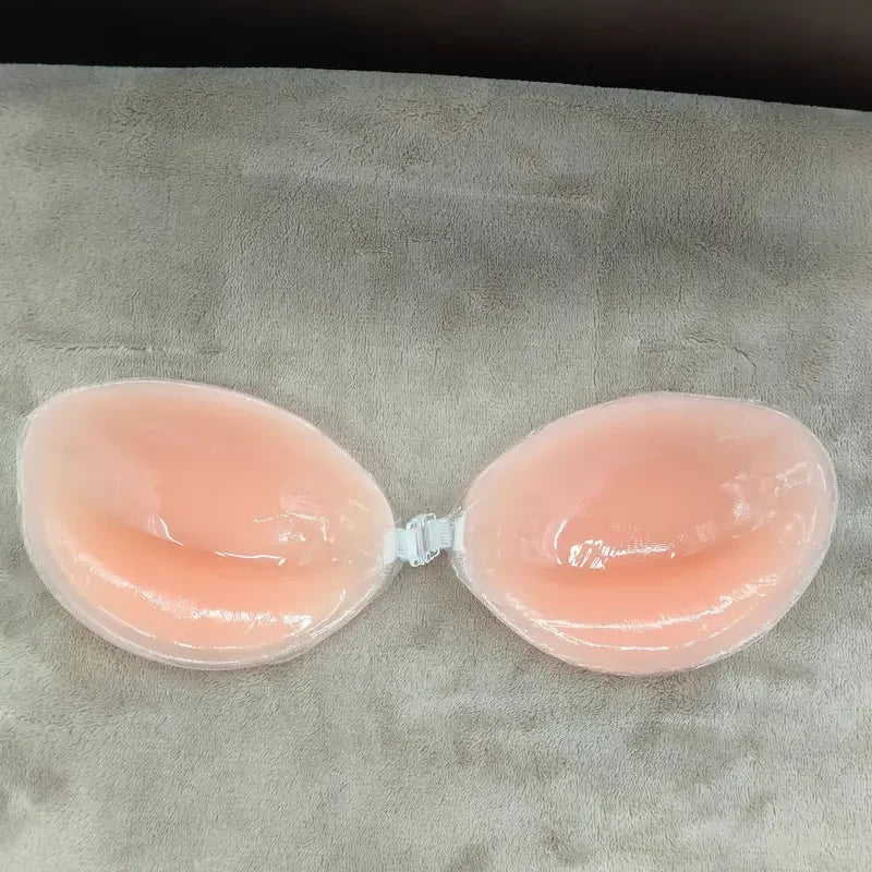 Self Adhesive Push Up Bra for Backless Dresses Invisible Sticky Silicone Bra Waterproof Reusable Thick Gel Cups Front Closure