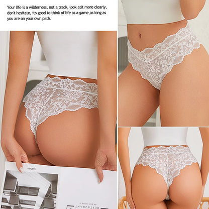 6pcs/SET Women Sexy Lace Splicing Panties High Waist Plus Size Seamless Briefs Hollow Comfortable And Breathable Lingerie S-XXL