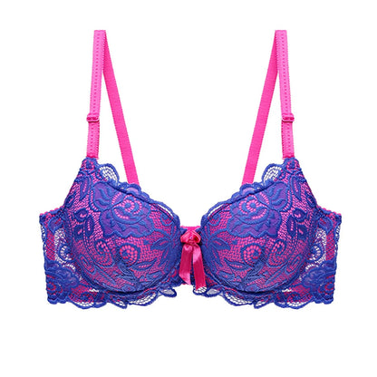 BCHRAYIUP Women's Sexy Lace Underwire Bra Lightly Padded Plunge Push up Cup Everyday Bra 34 36 38 40 42 44 A B C