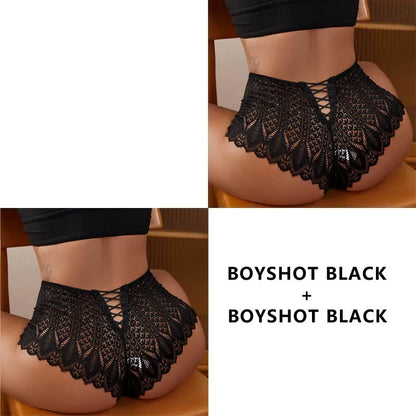 CINOON 2PCS/Set New Panties Women Lace Underwear Sexy Low-Waist Briefs Hollow Out G String Underpant Embroidery Female Lingerie